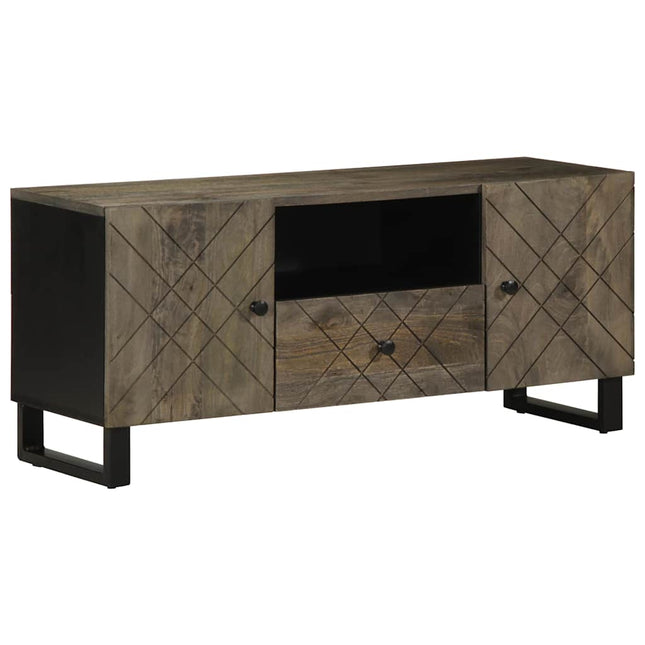 Mobile Porta TV Nero 105x33x46 cm in Legno Massello di Mango