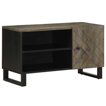 Mobile Porta TV Nero 80x33x46 cm in Legno Massello di Mango