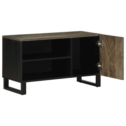 Mobile Porta TV Nero 80x33x46 cm in Legno Massello di Mango