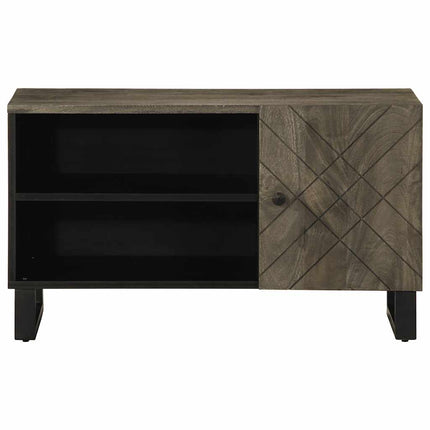 Mobile Porta TV Nero 80x33x46 cm in Legno Massello di Mango