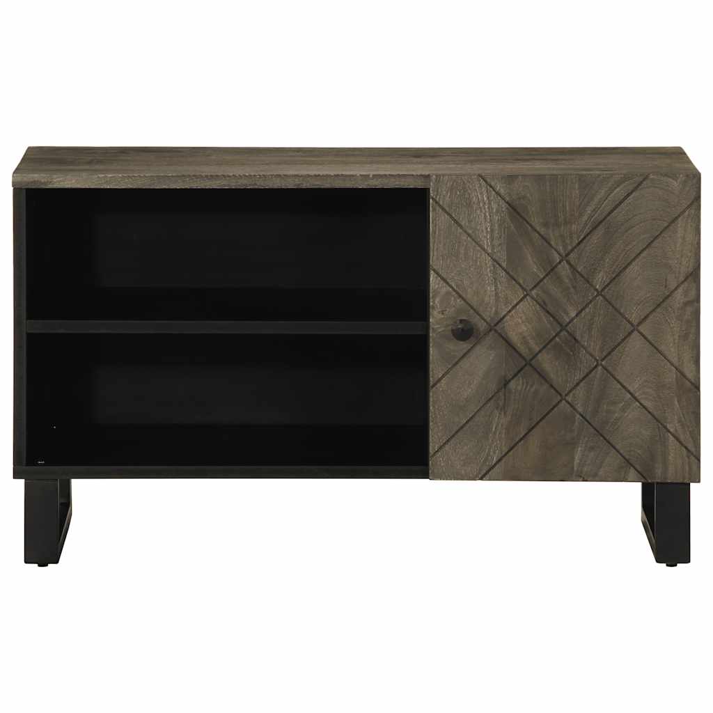 Mobile Porta TV Nero 80x33x46 cm in Legno Massello di Mango