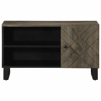 Mobile Porta TV Nero 80x33x46 cm in Legno Massello di Mango