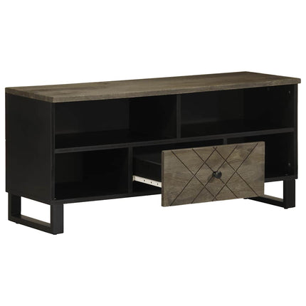 Mobile Porta TV Nero 100x33x46 cm in Legno Massello di Mango