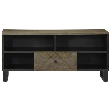 Mobile Porta TV Nero 100x33x46 cm in Legno Massello di Mango