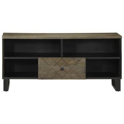 Mobile Porta TV Nero 100x33x46 cm in Legno Massello di Mango