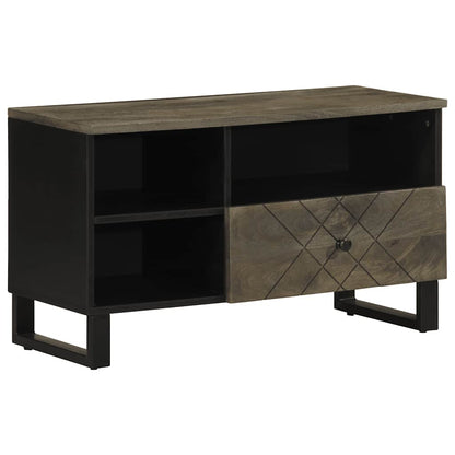 Mobile Porta TV Nero 80x33x46 cm in Legno Massello di Mango