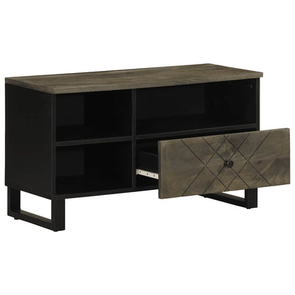 Mobile Porta TV Nero 80x33x46 cm in Legno Massello di Mango