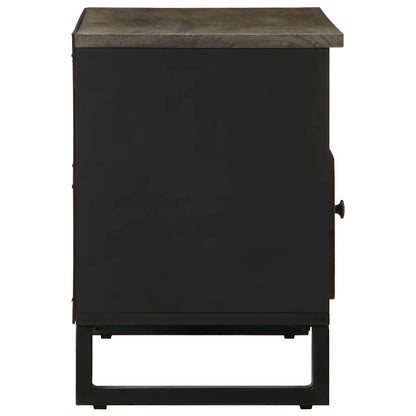 Mobile Porta TV Nero 80x33x46 cm in Legno Massello di Mango