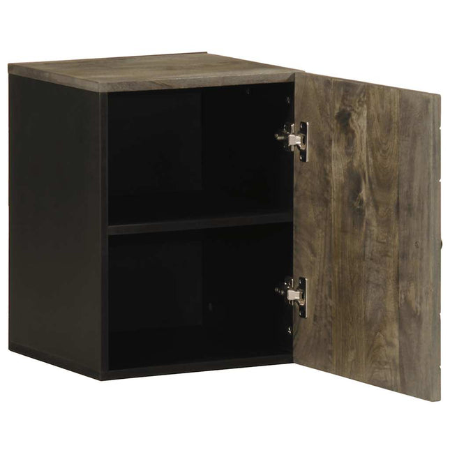 Mobile da Bagno a Parete Nero 38x33x48 cm Legno Massello Mango