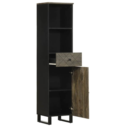Mobile da Bagno Nero 38x33x160 cm in Legno Massello di Mango