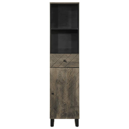 Mobile da Bagno Nero 38x33x160 cm in Legno Massello di Mango