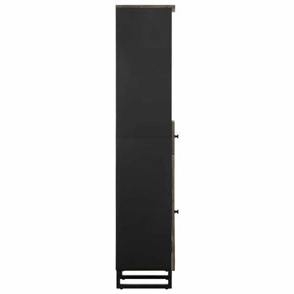 Mobile da Bagno Nero 38x33x160 cm in Legno Massello di Mango