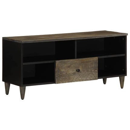 Mobile Porta TV Nero 100x33x46 cm in Legno Massello di Mango