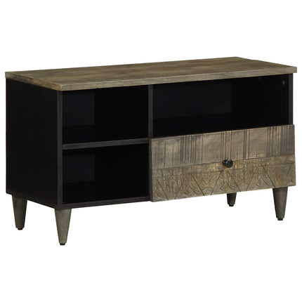 Mobile Porta TV Nero 80x33x46 cm in Legno Massello di Mango