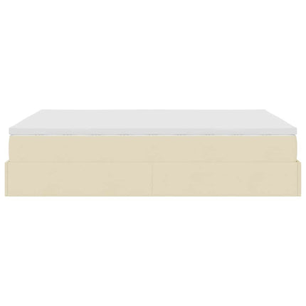 Struttura Letto Pouf con Materasso Crema 140x190 cm in Tessuto