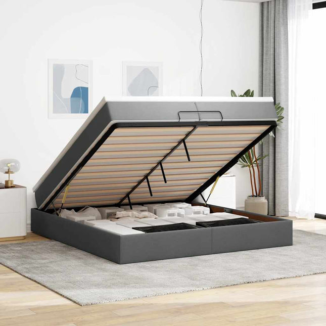 Struttura Letto Pouf con Materassi 200x200 cm in Tessuto