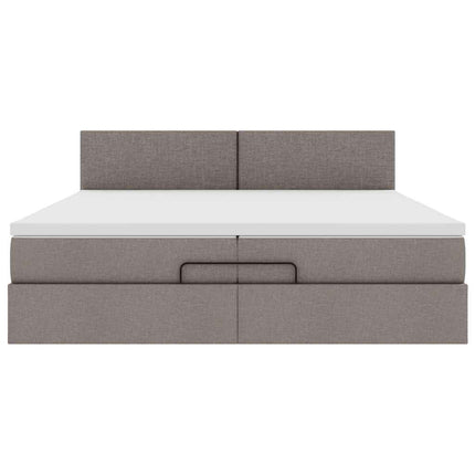 Struttura Letto Pouf con Materasso Tortora 200x200 cm Tessuto