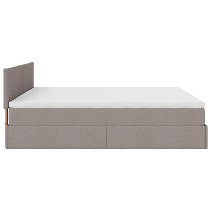 Struttura Letto Pouf con Materasso Tortora 200x200 cm Tessuto