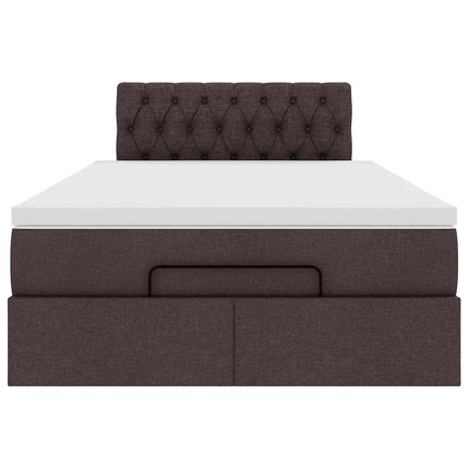 Pouf Letto con Materasso Marrone Scuro 120x200 cm in Tessuto