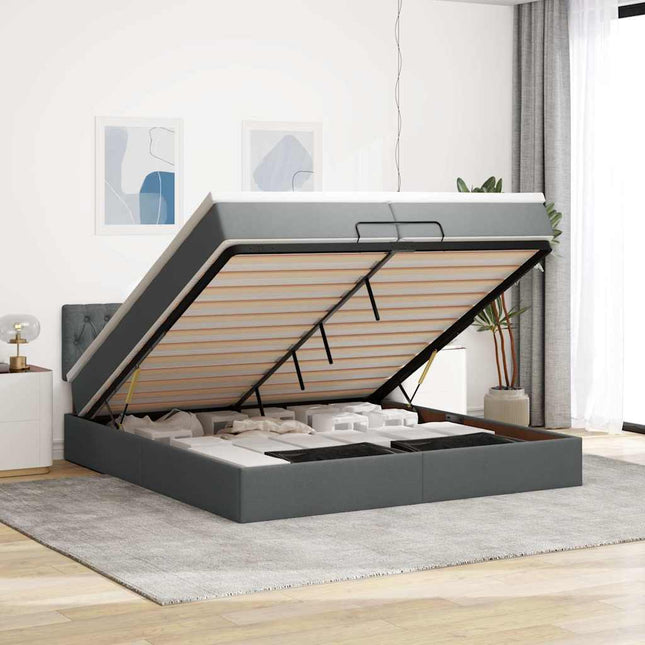Struttura Letto Pouf con Materasso 200x200 cm in Tessuto