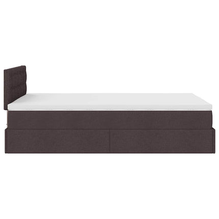 Pouf Letto con Materasso Marrone Scuro 120x200 cm in Tessuto