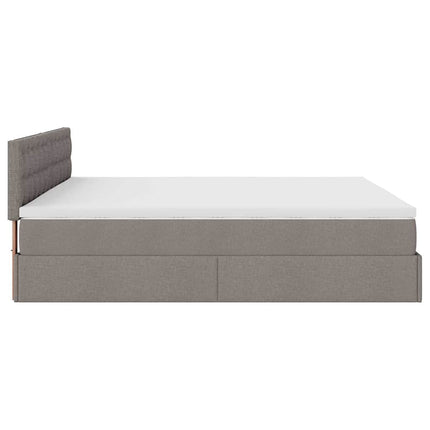 Struttura Letto Pouf con Materasso Tortora 200x200 cm Tessuto