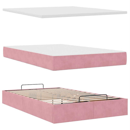 Pouf Letto con Materasso Rosa 120x190 cm Velluto