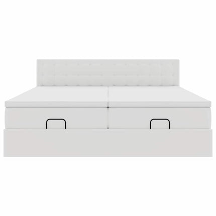 Struttura Letto Pouf con Materassi Bianco 180x200 cm Similpelle