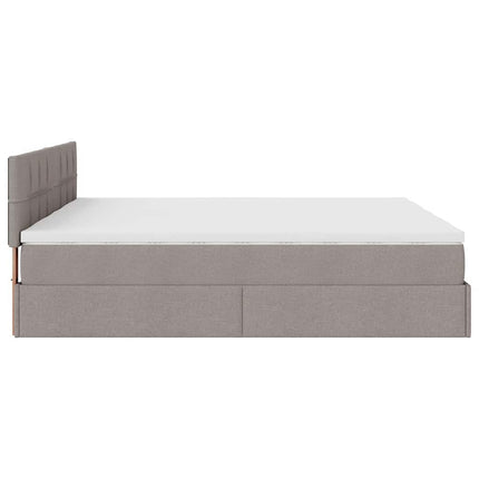 Struttura Letto Pouf con Materassi Tortora 200x200 cm Tessuto