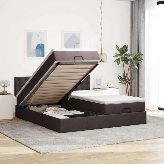 Struttura Letto Pouf con Materassi 200x200 cm in Tessuto