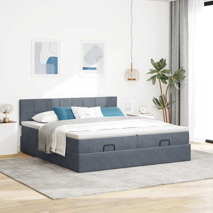 Struttura Letto Pouf con Materassi 200x200 cm Velluto