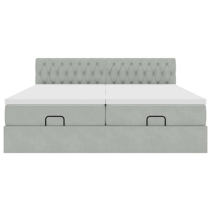 Struttura Letto Pouf con Materassi 160x200 cm in Velluto