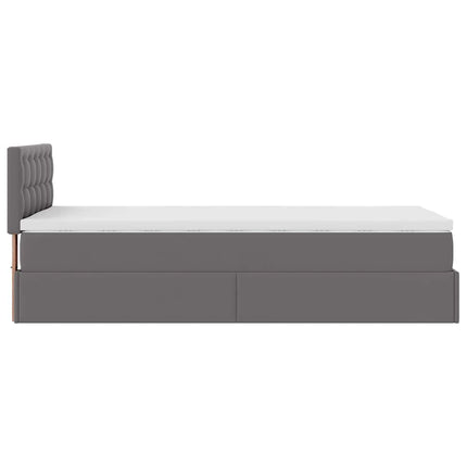 Struttura Letto Pouf con Materasso Grigio 90x190 cm Similpelle