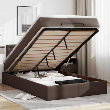 Pouf Letto con Materassi e LED Grigio 120x190 cm Similpelle