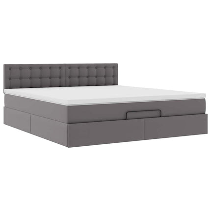 Pouf Letto con Materassi e LED Grigio 160x200cm Similpelle