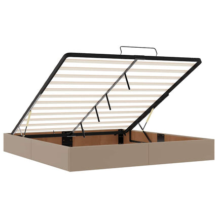 Pouf Letto con Materassi e LED Cappuccino 160x200cm Similpelle