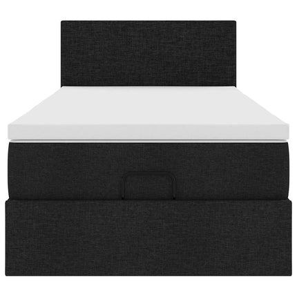 Struttura Letto Pouf con Materasso Nero 90x190 cm in Tessuto