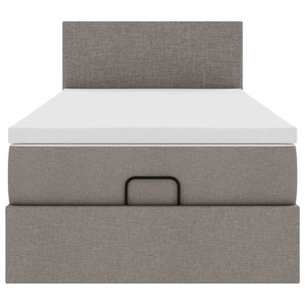 Pouf Letto con Materasso e LED Tortora 90x200 cm in Tessuto