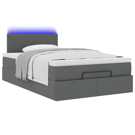 Pouf Letto con Materasso e LED Grigio Scuro 120x190 cm Tessuto