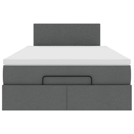 Pouf Letto con Materasso e LED Grigio Scuro 120x190 cm Tessuto