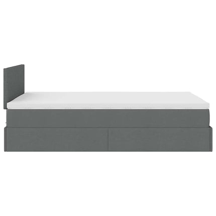 Pouf Letto con Materasso e LED Grigio Scuro 120x190 cm Tessuto