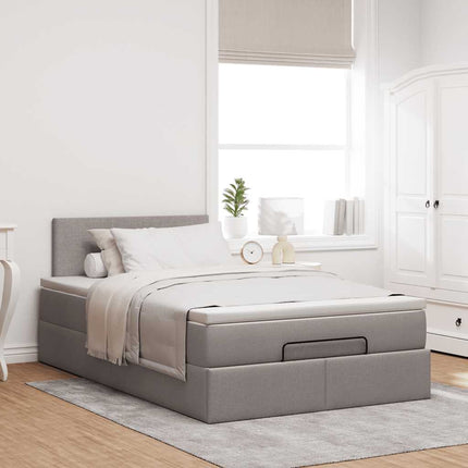 Pouf Letto con Materasso e LED Tortora 120x190cm in Tessuto