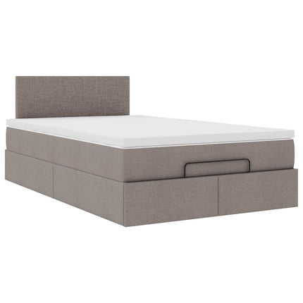 Pouf Letto con Materasso e LED Tortora 120x190cm in Tessuto