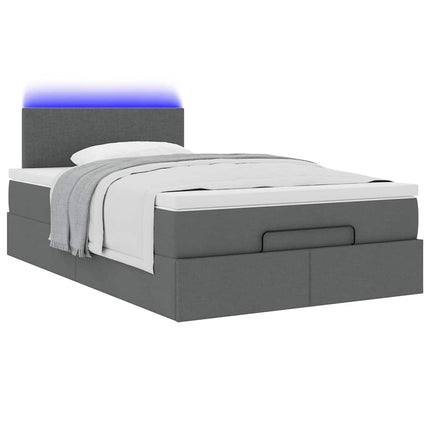 Pouf Letto con Materasso e LED Grigio Scuro 120x200 cm Tessuto