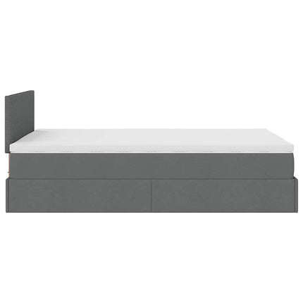Pouf Letto con Materasso e LED Grigio Scuro 120x200 cm Tessuto