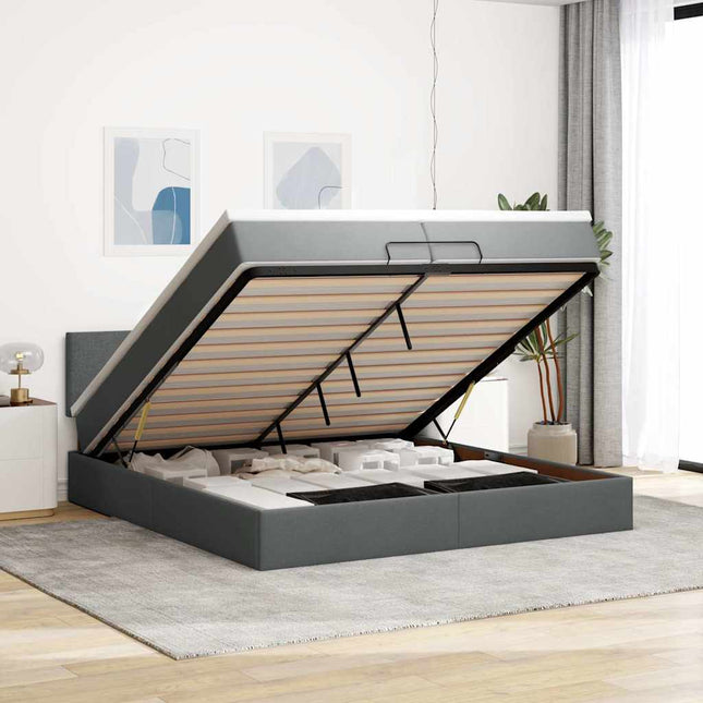 Struttura Letto Pouf con Materassi 200x200 cm in Tessuto