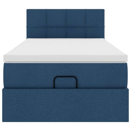 Struttura Letto Pouf con Materasso Blu 80x200 cm in Tessuto