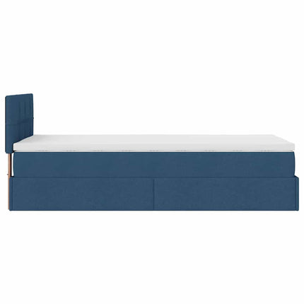 Struttura Letto Pouf con Materasso Blu 80x200 cm in Tessuto