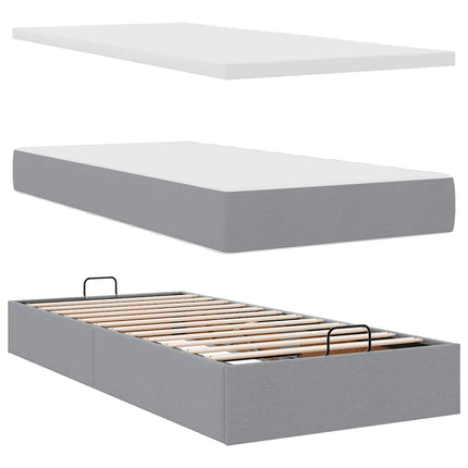 Pouf Letto con Materasso e LED Grigio Chiaro 90x200 cm Tessuto