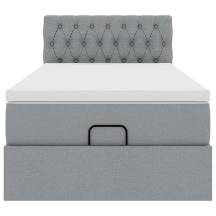 Pouf Letto con Materasso e LED Grigio Chiaro 80x200cm Tessuto